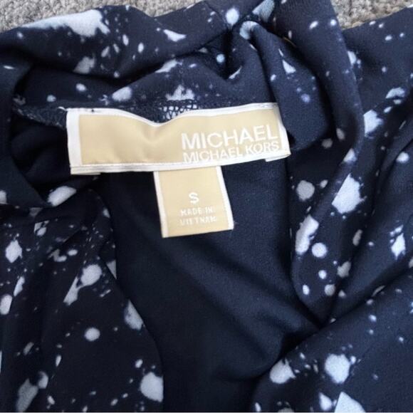 Michael Kors Dress Womens Size S Cowl Neck Sleeveless Tiered Stretchy Navy Art - Picture 5 of 9